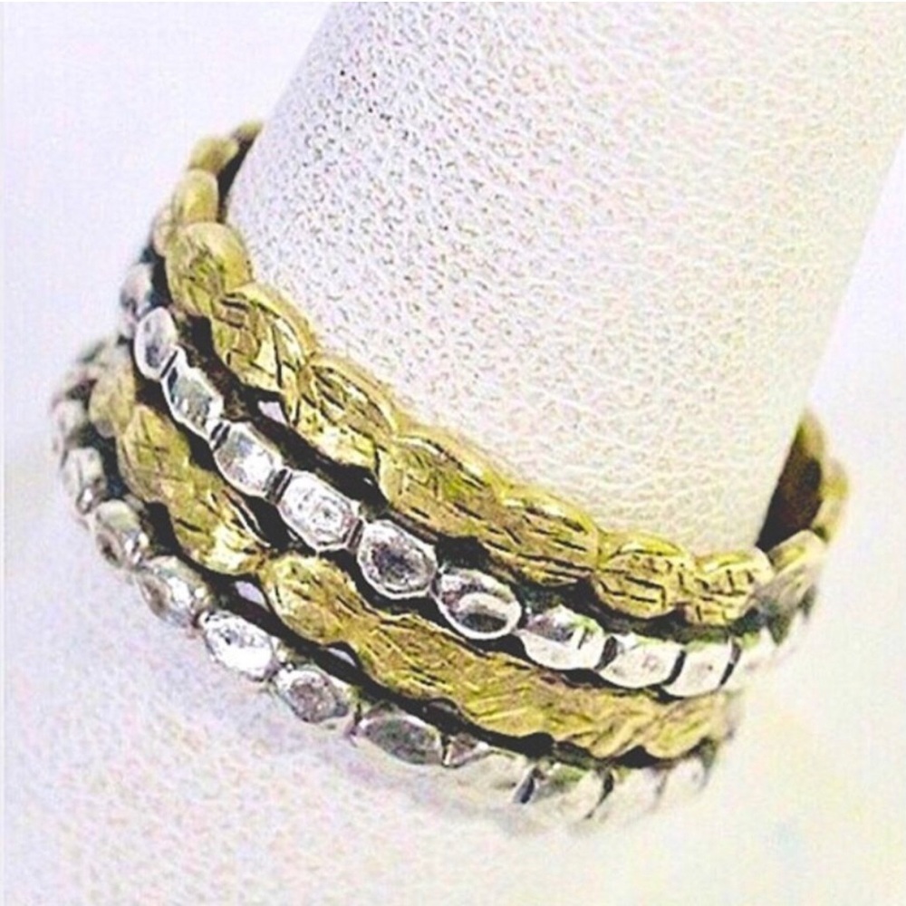 SILPADA Two Tone Sterling Silver Gold Tone Brass Stacked Ring Made In Israel